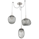 Cosmos Gem Swag Multi Light Pendant - Beige Silver / Smoke Floret
