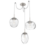 Cosmos Gem Swag Multi Light Pendant - Beige Silver / Clear Geo