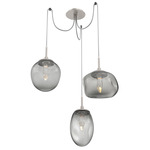 Cosmos Gem Swag Multi Light Pendant - Beige Silver / Smoke Geo