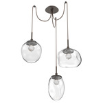 Cosmos Gem Swag Multi Light Pendant - Flat Bronze / Clear Floret