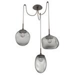 Cosmos Gem Swag Multi Light Pendant - Flat Bronze / Smoke Floret