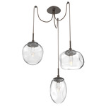 Cosmos Gem Swag Multi Light Pendant - Flat Bronze / Clear Geo