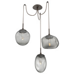 Cosmos Gem Swag Multi Light Pendant - Flat Bronze / Smoke Geo
