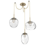 Cosmos Gem Swag Multi Light Pendant - Gilded Brass / Clear Floret