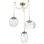 Cosmos Gem Swag Multi Light Pendant - Gilded Brass / Clear Geo