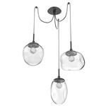Cosmos Gem Swag Multi Light Pendant - Matte Black / Clear Floret