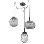 Cosmos Gem Swag Multi Light Pendant - Matte Black / Smoke Floret