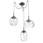 Cosmos Gem Swag Multi Light Pendant - Matte Black / Clear Geo