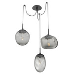 Cosmos Gem Swag Multi Light Pendant - Matte Black / Smoke Geo
