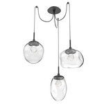 Cosmos Gem Swag Multi Light Pendant - Matte Black / Clear Zircon