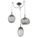 Cosmos Gem Swag Multi Light Pendant - Matte Black / Smoke Zircon