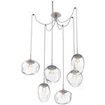 Cosmos Gem Swag Multi Light Pendant - Beige Silver / Clear Floret