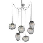 Cosmos Gem Swag Multi Light Pendant - Beige Silver / Smoke Floret
