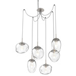 Cosmos Gem Swag Multi Light Pendant - Beige Silver / Clear Geo