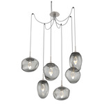 Cosmos Gem Swag Multi Light Pendant - Beige Silver / Smoke Geo