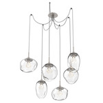 Cosmos Gem Swag Multi Light Pendant - Beige Silver / Clear Zircon