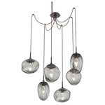 Cosmos Gem Swag Multi Light Pendant - Flat Bronze / Smoke Geo
