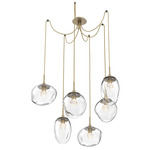 Cosmos Gem Swag Multi Light Pendant - Gilded Brass / Clear Floret