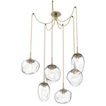 Cosmos Gem Swag Multi Light Pendant - Gilded Brass / Clear Geo