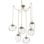 Cosmos Gem Swag Multi Light Pendant - Gilded Brass / Clear Zircon