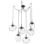 Cosmos Gem Swag Multi Light Pendant - Matte Black / Clear Floret