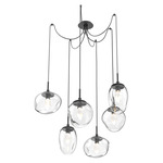 Cosmos Gem Swag Multi Light Pendant - Matte Black / Clear Geo