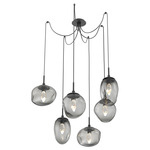 Cosmos Gem Swag Multi Light Pendant - Matte Black / Smoke Geo