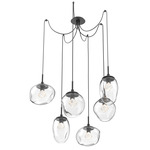 Cosmos Gem Swag Multi Light Pendant - Matte Black / Clear Zircon