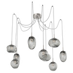 Cosmos Gem Swag Multi Light Pendant - Beige Silver / Smoke Floret