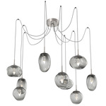 Cosmos Gem Swag Multi Light Pendant - Beige Silver / Smoke Geo