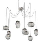 Cosmos Gem Swag Multi Light Pendant - Beige Silver / Smoke Zircon