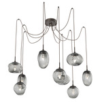 Cosmos Gem Swag Multi Light Pendant - Flat Bronze / Smoke Geo