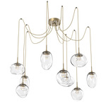 Cosmos Gem Swag Multi Light Pendant - Gilded Brass / Clear Floret
