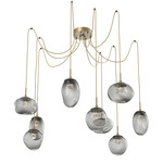 Cosmos Gem Swag Multi Light Pendant - Gilded Brass / Smoke Floret