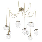 Cosmos Gem Swag Multi Light Pendant - Gilded Brass / Clear Geo