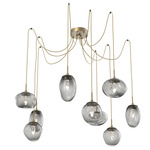 Cosmos Gem Swag Multi Light Pendant - Gilded Brass / Smoke Geo