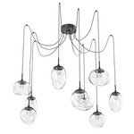 Cosmos Gem Swag Multi Light Pendant - Matte Black / Clear Floret