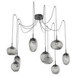 Cosmos Gem Swag Multi Light Pendant - Matte Black / Smoke Floret