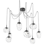 Cosmos Gem Swag Multi Light Pendant - Matte Black / Clear Geo