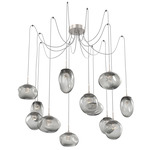 Cosmos Gem Swag Multi Light Pendant - Beige Silver / Smoke Floret