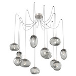 Cosmos Gem Swag Multi Light Pendant - Beige Silver / Smoke Geo