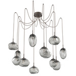 Cosmos Gem Swag Multi Light Pendant - Flat Bronze / Smoke Floret