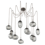 Cosmos Gem Swag Multi Light Pendant - Flat Bronze / Smoke Geo