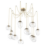 Cosmos Gem Swag Multi Light Pendant - Gilded Brass / Clear Floret