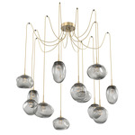 Cosmos Gem Swag Multi Light Pendant - Gilded Brass / Smoke Floret