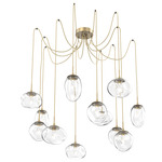 Cosmos Gem Swag Multi Light Pendant - Gilded Brass / Clear Geo