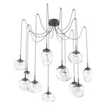 Cosmos Gem Swag Multi Light Pendant - Matte Black / Clear Floret