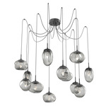 Cosmos Gem Swag Multi Light Pendant - Matte Black / Smoke Geo