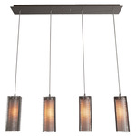 Downtown Mesh LED Linear Multi Light Pendant - Beige Silver / Frosted