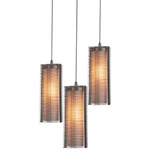Downtown Mesh Round Glass Multi Light Pendant - Beige Silver / Frosted